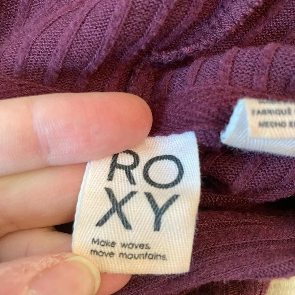 Roxy Snuggly Burgundy Ribbed Hoodie Top
